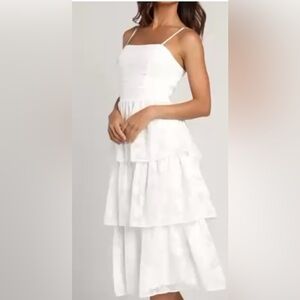 Lulu's White Tiered Mini Dress